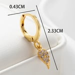 Gold color / 1 Piece Simple Series Classic Leaf Copper  Gold Color Zircon Women's Dangle Earrings Picture3